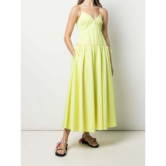 Jason Wu V-Neck Spaghetti-Strap Maxi Dress in Yellow 0 Womens A-line Cotton - Picture 3 of 16